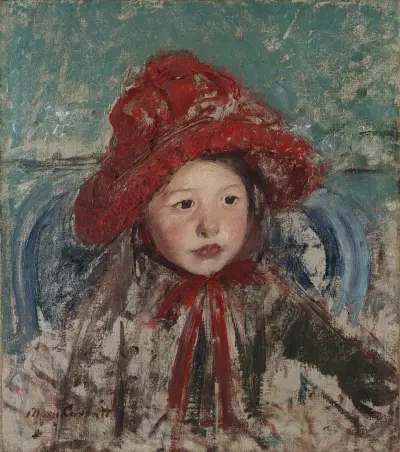 Little Girl in a Large Red Hat av Mary Cassatt