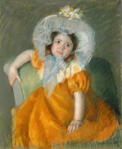Margot in Orange Dress av Mary Cassatt
