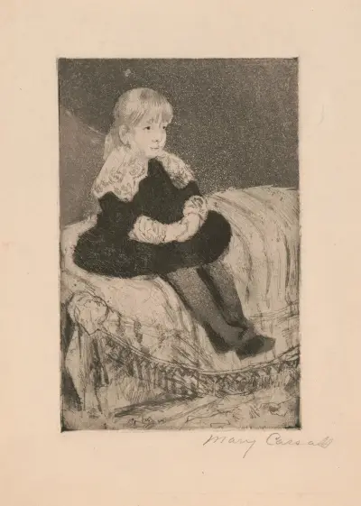 Mlle Luquet seated on a couch av Mary Cassatt