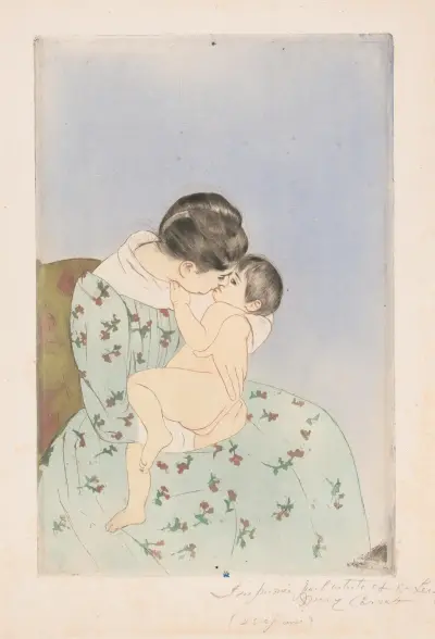 Mother’s kiss, 1891 av Mary Cassatt