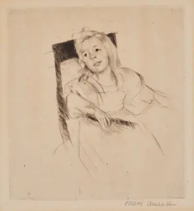 Simone Resting Her Head on the Back of a Chair av Mary Cassatt