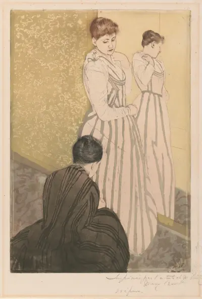 The fitting, 1891 av Mary Cassatt