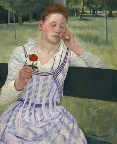 Woman with a Red Zinnia av Mary Cassatt