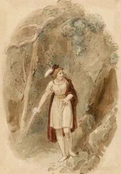 En scen ur Cymbeline – akt III, scen 6 av John Massey Wright