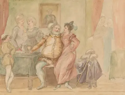 Illustration till Shakespeares Falstaff-pjäser av John Massey Wright