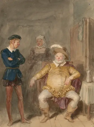 Illustration till Shakespeares Falstaff-pjäser Pl.06 av John Massey Wright