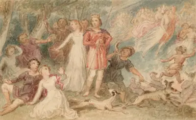 Scenes from The tempest and Midsummer night’s dream 2 av John Massey Wright