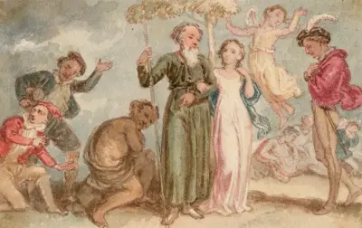 Scener ur Stormen och En midsommarnattsdröm av John Massey Wright