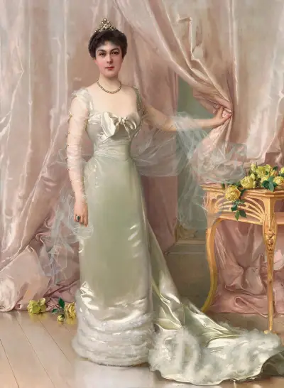 Portrait of Princess Evelyne Colonna di Stigliano av Vittorio Matteo Corcos