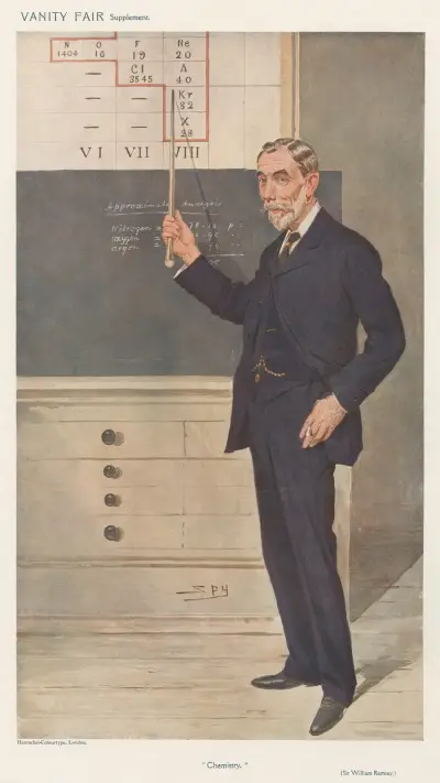 Läkare och vetenskapsmän. 'Kemi'. Sir William Ramsay. 2 december 1908 av Leslie Matthew Ward