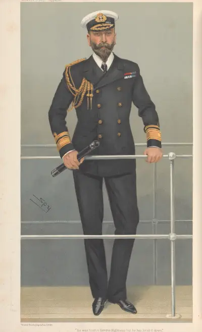 Litterär; 'Han föddes som en höghet men har levt ned det', prins Louis av Battenberg, 16 februari 1905 av Leslie Matthew Ward