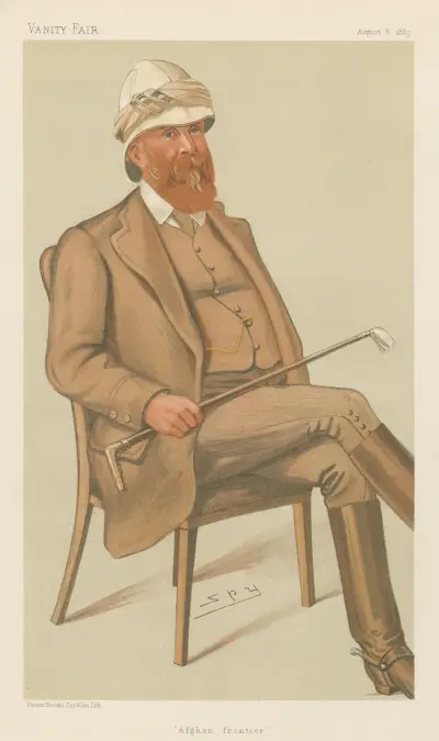 Militär och flotta; 'Afghanistans gräns', generalmajor Sir Peter Stark Lumsden, 8 augusti 1885 av Leslie Matthew Ward