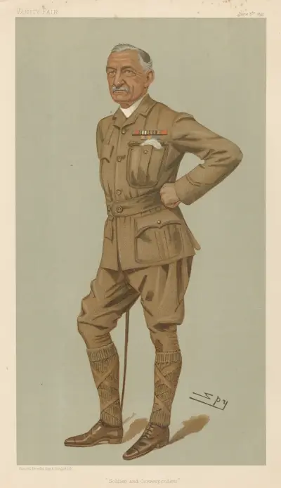 Militär och marin; 'Soldat och korrespondent', överste Francis William Rhodes, 8 juni 1899 av Leslie Matthew Ward