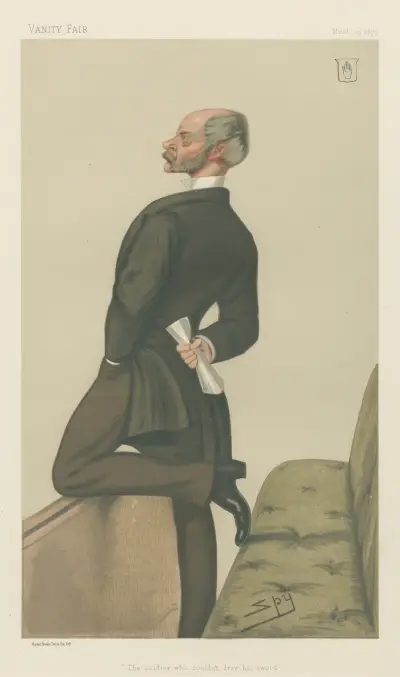 Militär und Marine; „Der Soldat, der sein Schwert nicht ziehen konnte“, Generalmajor Sir Henry Marshman Havelock, 29. März 1879 von Leslie Matthew Ward