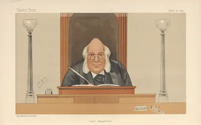 Poliser; 'Överdomare', Sir John Bridge, 25 september 1891 av Leslie Matthew Ward