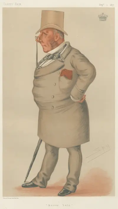 Turf Devotees; 'Never Bets', Viscount Falmouth, 1 september 1877 av Leslie Matthew Ward