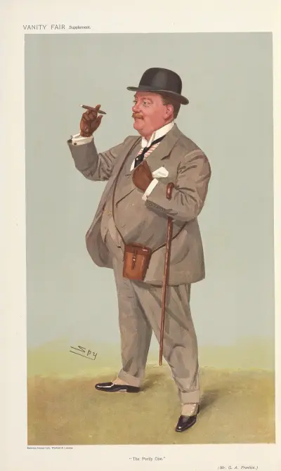 Turf Devotees; ‘The Portly One’, Mr. G. A. Prentice, June 19, 1907 av Leslie Matthew Ward