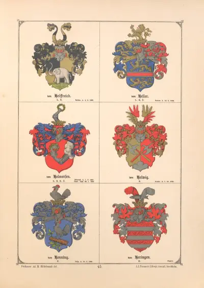 Baltisches Wappenbuch Pl.038 av Adolf Matthias Hildebrandt