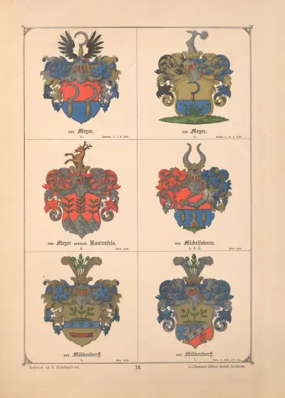 Baltisches Wappenbuch Pl.064 av Adolf Matthias Hildebrandt