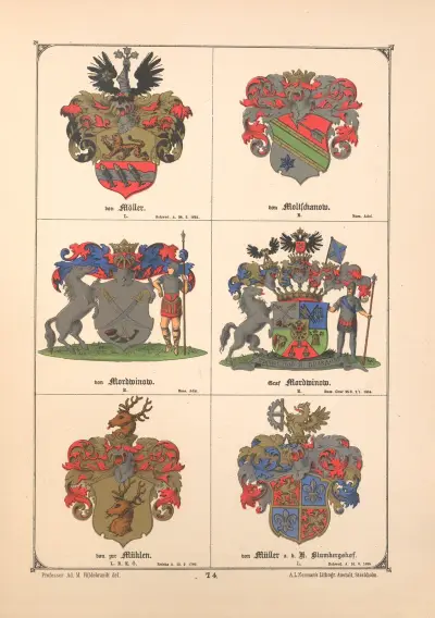 Baltisches Wappenbuch Pl.065 av Adolf Matthias Hildebrandt