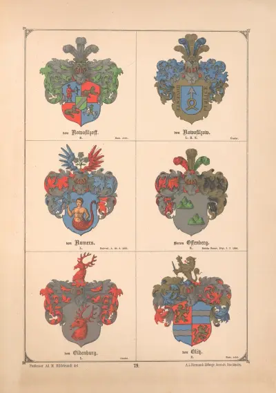 Baltisches Wappenbuch Pl.070 av Adolf Matthias Hildebrandt
