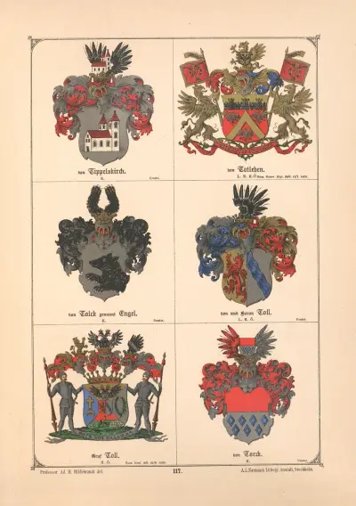 Baltisches Wappenbuch Pl.105 av Adolf Matthias Hildebrandt