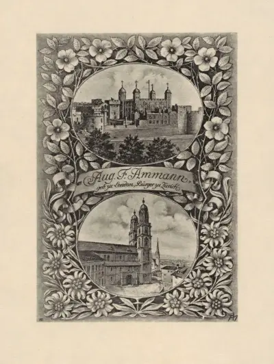 Bookplate; Aug. F. Ammann av Adolf Matthias Hildebrandt