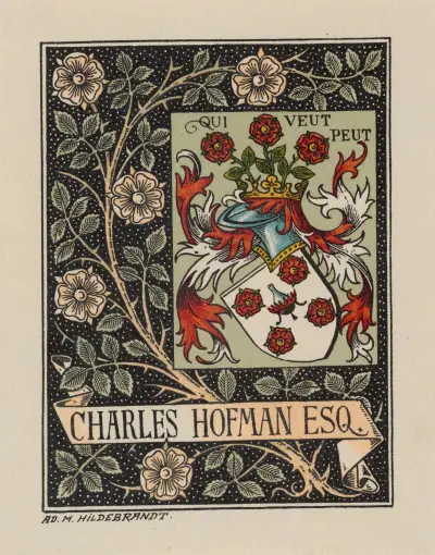 Bookplate; Charles Hofman Esq. av Adolf Matthias Hildebrandt
