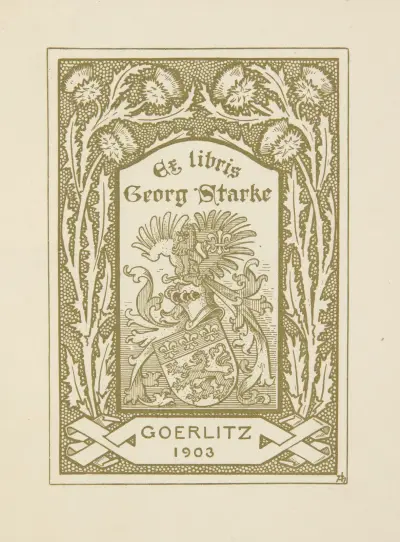Ekslibris Georg Starke (Goerlitz) av Adolf Matthias Hildebrandt