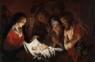 Adoration of the Shepherds av Matthias Stom