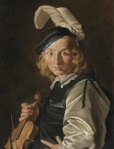 Young Man With A Fiddle av Matthias Stom