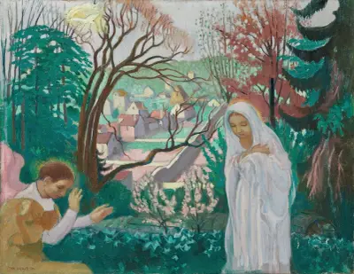 Bebådelsen i vårträdgården av Maurice Denis