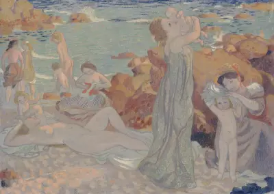 Badande kvinnor, stranden vid Pouldu av Maurice Denis