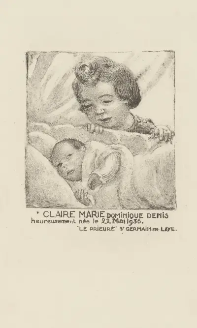 Födelsemeddelande för Claire-Marie-Dominique Denis av Maurice Denis