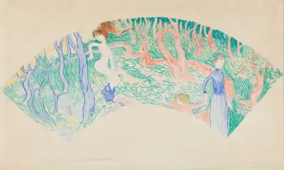 Symbolistisk scen (fläktförslag) av Maurice Denis