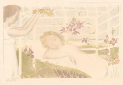 Schlafendes Mädchen erhält einen Blumenkranz von Maurice Denis