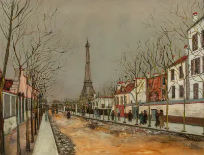 Avenue de Versailles et la Tour Eiffel av Maurice Utrillo