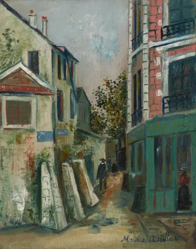 Belle Gabrielle et la rue Saint-Vincent à Montmartre av Maurice Utrillo