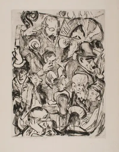 Café Music, plate 9 from the portfolio ‘Faces’ av Max Beckmann