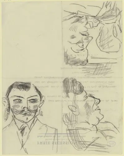 Drei Zeichnungen mit Männerköpfen av Max Beckmann
