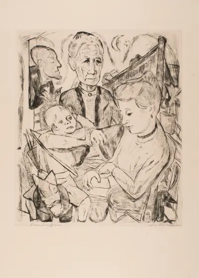 Family Scene (Beckmann Family), plate 2 from the portfolio ‘Faces’ av Max Beckmann