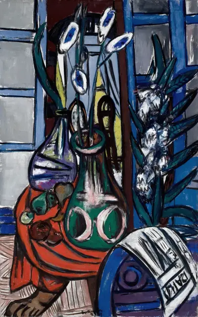 Large Still Life Interior (Blue) av Max Beckmann