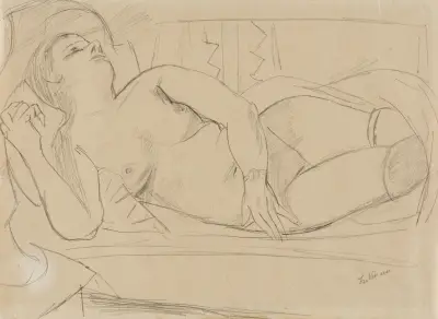 Liegender weiblicher Akt av Max Beckmann