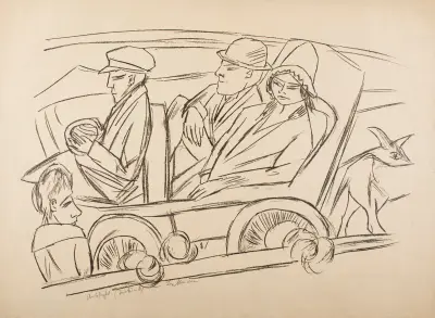 Self-Portrait in Car av Max Beckmann