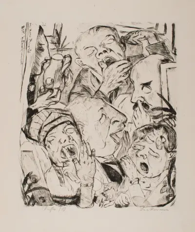 The Yawners, plate 7 from the portfolio ‘Faces’ av Max Beckmann