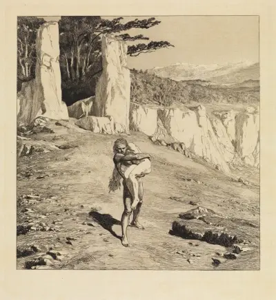 Adam (Eva och framtiden, Opus III, blad 5) av Max Klinger