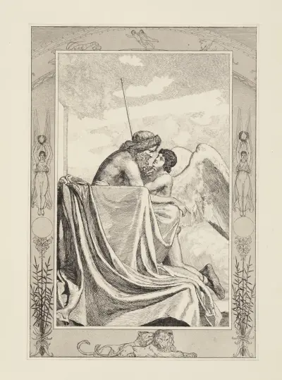 Amor hos Jupiter (Amor och Psyche, Opus V, blad 42) av Max Klinger