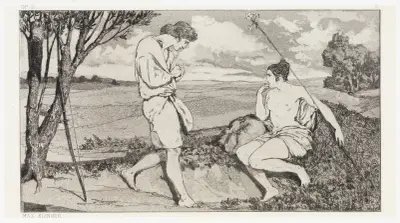 Apollo und Daphne I (Rettungen Ovidischer Opfer, Opus II, Blatt 10) av Max Klinger