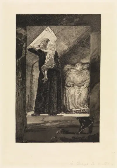 Arme Familie (Vom Tode, Erster Theil, Opus XI, Blatt 9) von Max Klinger