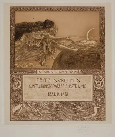 Die Gurlitt-Ausstellungskarte; Fantasie und Künstlerkind von Max Klinger
